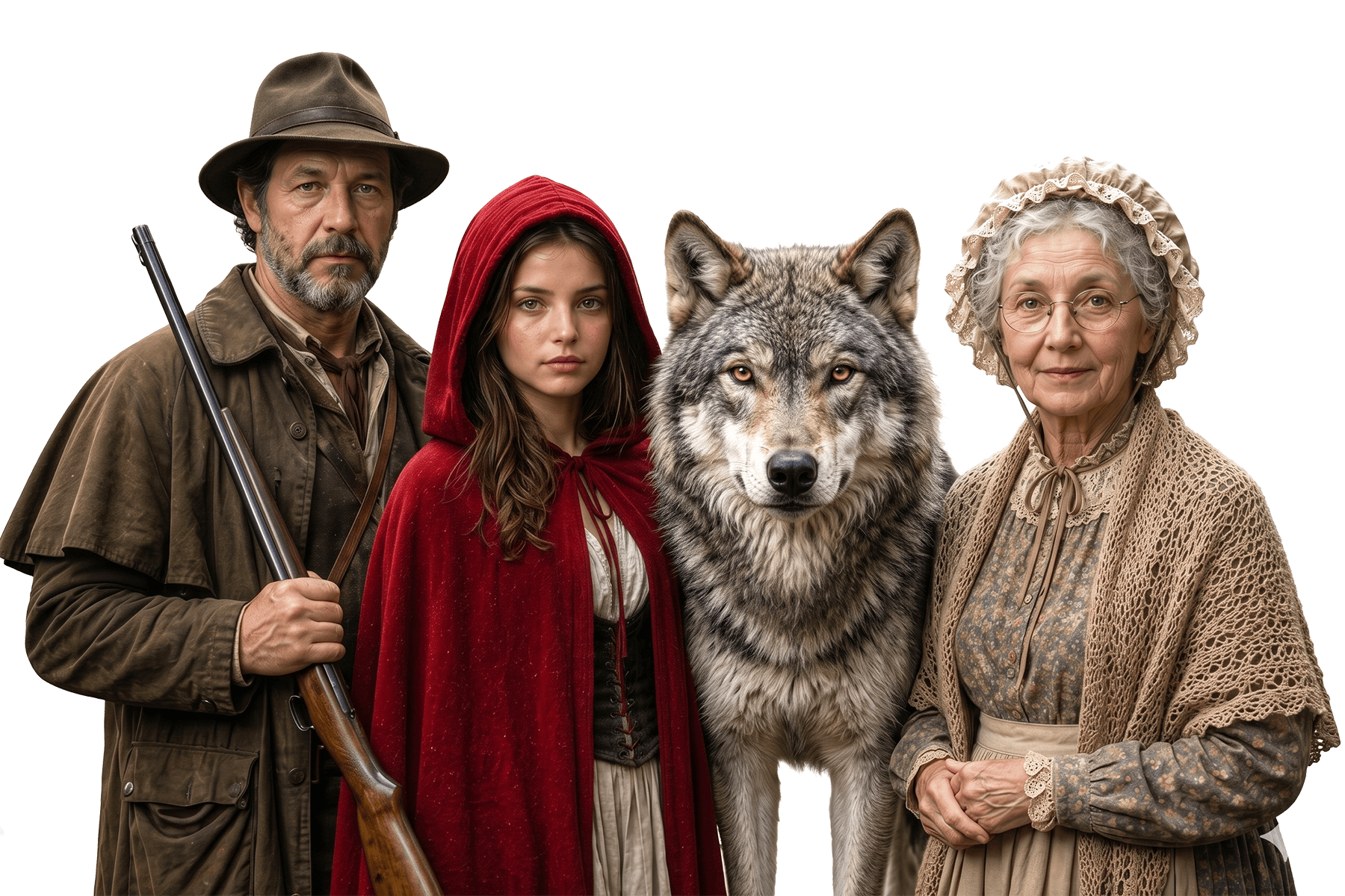 Cazador, Caperucita, Lobo y Abuela — los cuatro mandatos del test